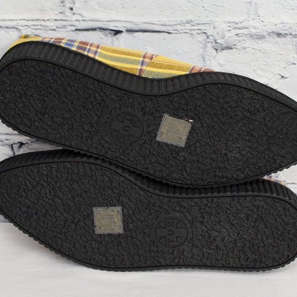NEW IN BOX T.U.K. Footwear Yellow Plaid Pointed Ballet Creeper - Picture 6 of 8